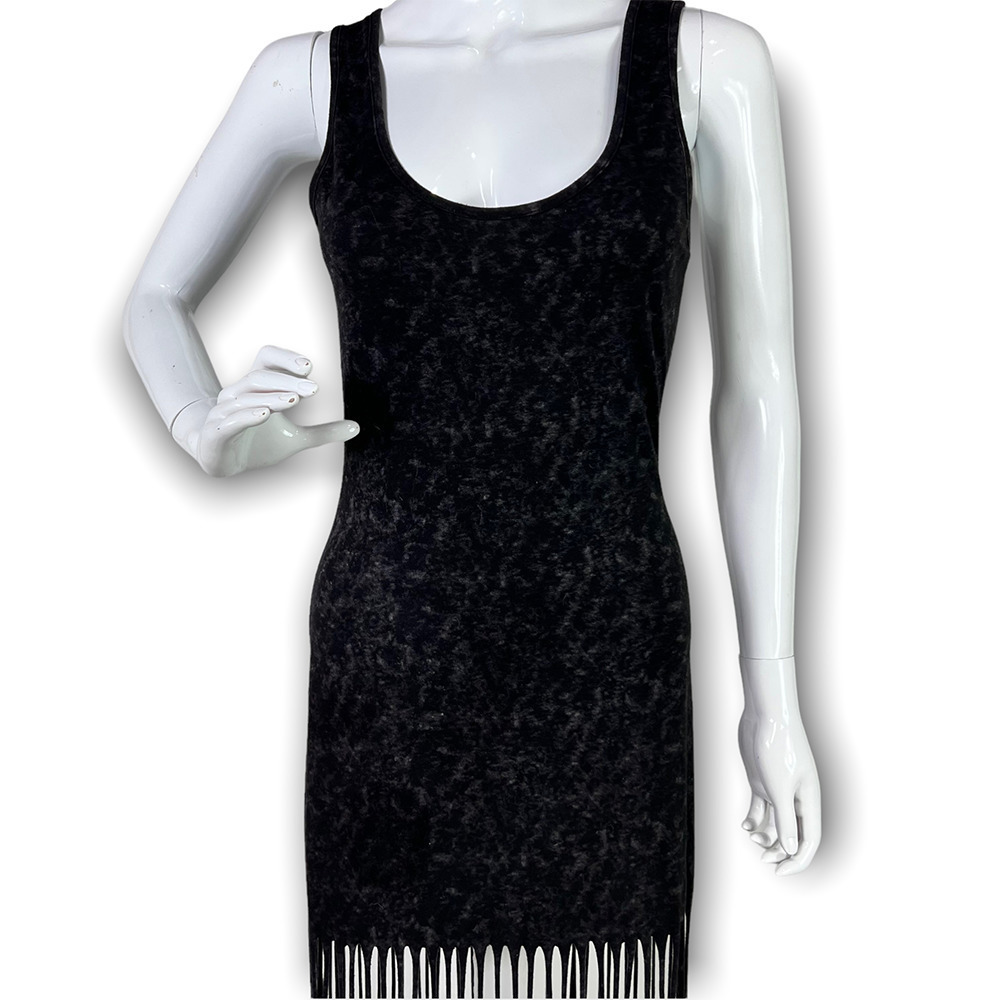 Fora Bodycon Fringe Black Tank Dress - Picture 3 of 12